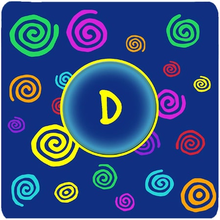 Monogram - Blue Swirls Foam Coasters Initial Letter D- Set Of 4
